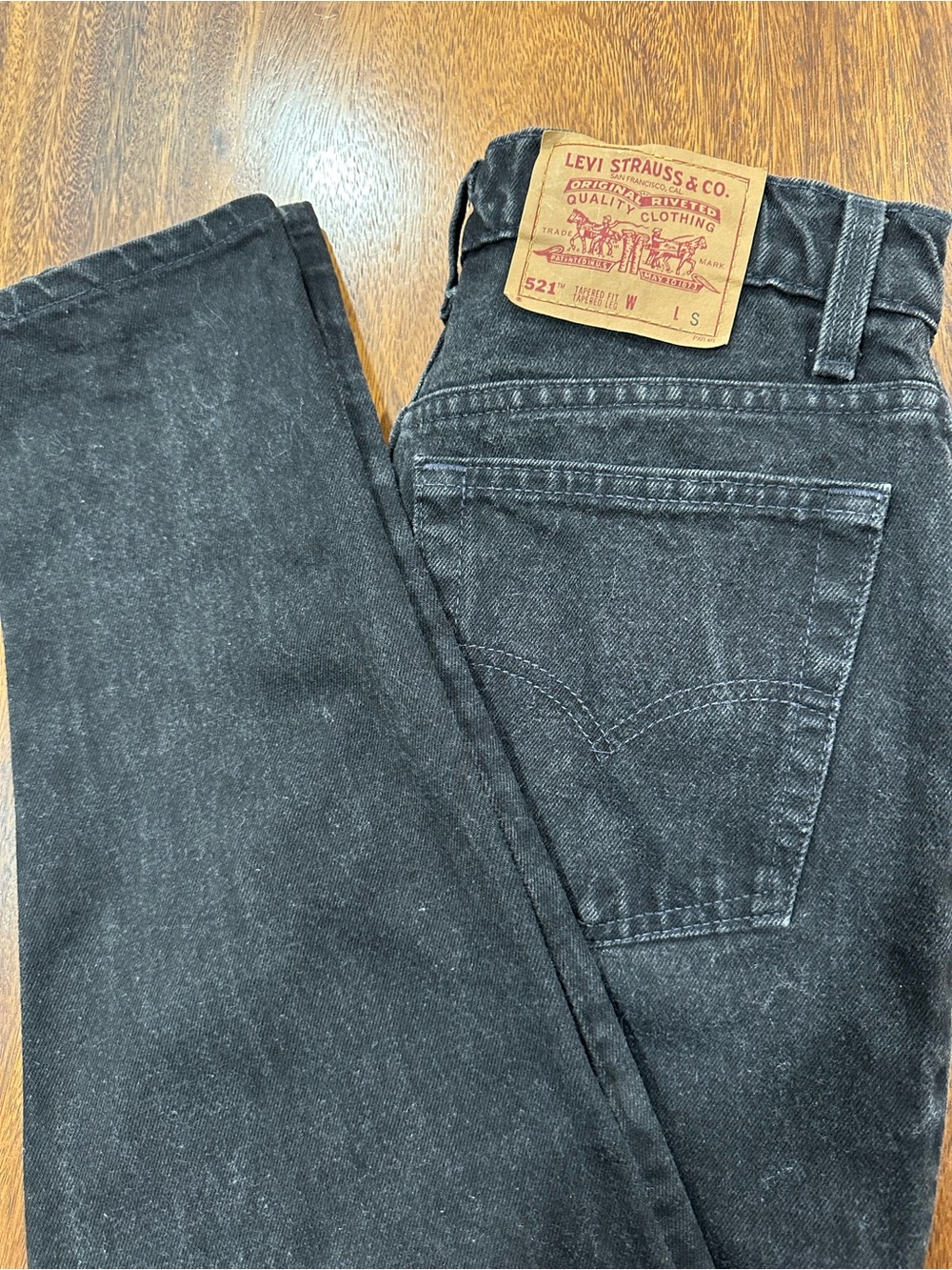 1991 Levis 521 Tapered Fit/Leg Black Denim Jeans Womens 28 Short Made In USA Vtg
